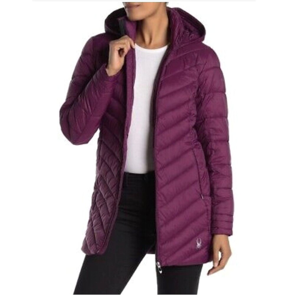 Spyder Coat Womens XL Boundless Water Resistant Long Purple Puffer Jacket Raisin